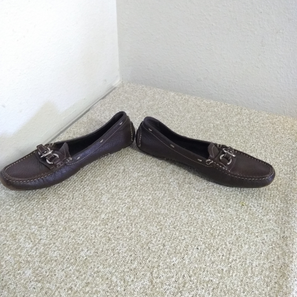 Prada Brown Pebbled Leather Loafers - Picture 5 of 8